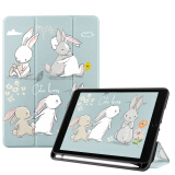 zoyu iPad保护套带笔槽10.2英寸2021款第9代适用苹果2020平板电脑第8代7三折保护壳 可爱兔子【配钢化膜】 iPad10.2英寸