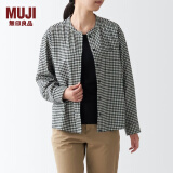 无印良品（MUJI）女式法兰绒 立领衬衫 格子 内搭 衬衣 纯棉 全棉 BCB19C1A 黑色格纹 M