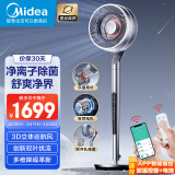 美的（Midea）【星云风界】净离子除菌3D摇头双层扇叶空气循环扇变频轻音APP操控落地扇多维降噪电风扇FGD24USQ