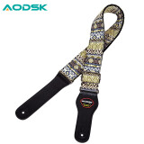 奥德斯克（AODSK）AK-GSY背带民谣吉他皮头加宽加厚肩带双面编织电吉他贝司斜跨黄色