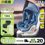 感恩（ganen）儿童安全座椅0-4-12岁360度旋转 ISOFIX 升级侧防 西亚 尚品蓝