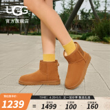 UGG秋季女士靴平底休闲纯色LOGO时尚短靴经典雪地靴 1108231 CHE | 栗色 36