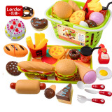 乐缔（LEDER）儿童过家家玩具女孩玩具西餐汉堡蛋糕切切乐仿真厨房做饭玩具宝宝生日礼物切蛋糕套装带篮子