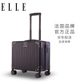 ELLE17英寸黑色行李箱法国品牌自营拉杆箱旅行箱密码箱 防刮耐用万向轮密码锁男女通用