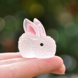 米聆微景观装饰摆件可爱动物卡通发光彩色小兔子夜光萌兔园艺植物树 粉色（2个装）