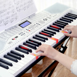 美科（MEIRKERGR）MK-2100白色智能版+琴架 智能亮灯61键钢琴键多功能电子琴连接话筒耳机U盘手机pad带琴架
