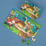 三格田（SANGTY） 儿童60片木质拼图盒装儿童2智力玩具两3岁早教4拼图板5岁 60片铁盒恐龙