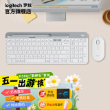 罗技（Logitech）K580 无线蓝牙超薄静音键盘 办公键盘电脑手机Mac平板 ipad键盘 【K580+鹅卵石鼠标】 芍药白