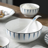浅野造物 碗碟套装 北欧陶瓷碗筷盘子家用景德镇日式餐具吃饭碗组合 日式兰草6英寸面碗2个