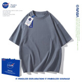 NASA GISS重磅260g纯棉短袖t恤男纯色圆领厚实不透纯白打底衫男女体恤上衣 铁灰色 S体重85-110斤