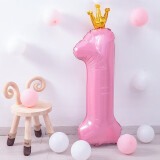 欧妮姿生日装饰周岁场景布置数字气球浪漫惊喜告白儿童派对粉色皇冠1