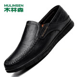 木林森（MULINSEN）男鞋商务休闲简约舒适套脚豆豆鞋男 黑色 40码 8028