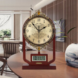 智臻新中式万年历客厅欧式仿古座钟创意家用复古台钟摆件办公桌床头钟 手动对时-品牌机芯