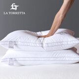 La Torretta 枕头枕芯 五星级酒店羽绒毛枕 全棉白鹅毛枕芯成人枕头芯一只装 刺绣-皇冠
