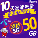泰国电话卡happy卡4g/5g流量卡普吉岛清迈曼谷手机上网热点手机卡 10天50GB高速4G/5G（顺丰包邮）