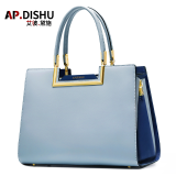 AP.DISHU包包女包轻奢品牌真皮女士包包手提包母亲节礼物送妈妈老婆女包 灰蓝色-2(加大款)