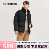 斯凯奇（Skechers）男子梭织短款羽绒外套L423M176 深黑色/002K L 
