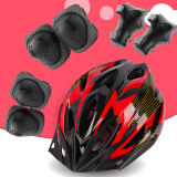 奥塞奇ot10自行车儿童头盔板板车护肩平衡车头盔一体成型安全帽防摔黑红