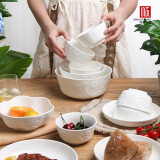 顺祥纯白碗碟餐具套装家用陶瓷简约易洁釉下彩饭碗汤面碗可微波大小碗 8英寸汤碗 单个