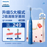 飞利浦（PHILIPS）电动牙刷S3成人情侣款刷送女友/男友软毛柔和亮白刷头5效宝藏刷深藏BLUE HX2471/01