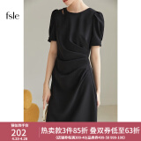 范思蓝恩22FS2038胸前镂空连衣裙女夏新款高级感气质显瘦裙子 气质黑 XS