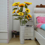 行湘 仿真向日葵假花绢花客厅落地摆放室内装饰 3支向日葵（9朵）+白条纹树脂花瓶