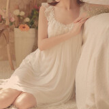 俞兆林公主睡裙女夏季冰丝宫廷睡衣甜美性感蕾丝吊带短袖家居服