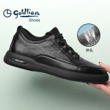 金利来（goldlion）男鞋男士冲孔凉鞋透气舒适耐磨休闲皮鞋G506230114AAD黑色38码