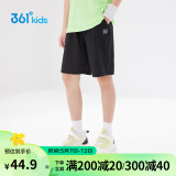 361°儿童短裤2024夏季男女童3-12岁透气运动裤梭织五分裤 黑 175