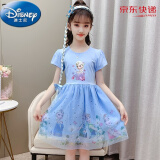 迪士尼(disney) 女童爱莎公主裙夏装2021新款3-12岁小女孩洋气蓬蓬纱