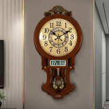 凯恩斯（KAIENSI） 挂钟客厅钟表欧式复古时钟摇摆石英钟表电波创意木质挂表家用 3340A-带日历款-霸.王扫秒机芯 12英寸