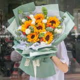 艾斯维娜鲜花速递向日葵混搭花束生日礼物全国同城配送 6朵向日葵大气款