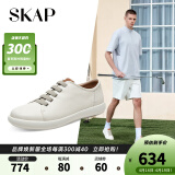 圣伽步skap小白鞋男士运动休闲平底板鞋N10A4L01 米白色 42