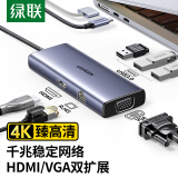 绿联Type-C扩展坞USB3.0拓展坞网线转接头千兆网卡口hub分线器HDMI/VGA转换器通用苹果华为笔记本电脑