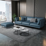简派印橡 沙发 布艺沙发简约现代大小户型客厅家具北欧轻奢沙发组合XH-8123B 宝蓝色 三人位（2.1米）