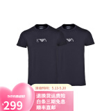 阿玛尼（ARMANI） 男装短袖t恤男士时尚休闲修身薄款微弹短袖T恤两件装 黑色 L(推荐体重150-160斤）