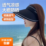 杜森纳防晒帽子女士夏季新款遮阳帽户外防紫外线空顶帽沙滩太阳帽 黑色