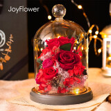 JoyFlower永生花玻璃罩礼盒玫瑰花母亲节520情人节礼物结婚送女生朋友老婆