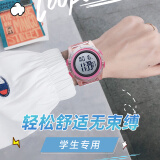 时刻美（skmei）运动手表女手环儿童学生手表夜光防水多巴胺穿搭电子表1997透粉