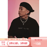 马思唯联名afgk黑色烫钻短袖t恤男潮牌afewgoodkids嘻哈印花tee情侣装