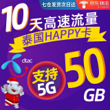 泰国电话卡happy卡4g/5g流量卡普吉岛清迈曼谷手机上网热点手机卡 10天50GB高速（京东仓发货）