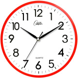 康巴丝（Compas）挂钟 创意简约钟表客厅石英钟表挂墙时钟 c2855 红色 26cm直径