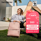 Samsonite同款双肩背包商务通勤电脑包可挂靠女士双肩包 粉色