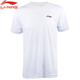 李宁（LI-NING）羽毛球健身运动户外跑步训练休闲短袖T恤ATSP503-2白色 L码 男款