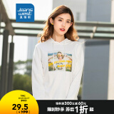 真维斯女装卫衣 秋冬装 棉混纺贴布绣套头连帽长袖卫衣t恤jw 米白8110