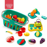 贝恩施儿童玩具切水果玩具宝宝蔬菜切切乐魔术贴男女孩过家家厨房19件套