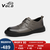 VOLO犀牛男鞋商务休闲皮鞋男士软皮软底舒适正装皮鞋 灰色 38 