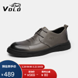 VOLO犀牛男鞋商务休闲皮鞋男士软皮软底舒适正装皮鞋 灰色 38 