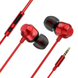 NWKU 耳机有线入耳式重低音手机游戏吃鸡K歌3.5mm耳麦适用于oppo华为vivo小米荣耀 中国红(6D升级款)(3.5mm)