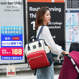 sun earth&u日本大容量妈咪包双肩包多功能母婴包背包旅行包防水宝妈干湿分离 白红蓝